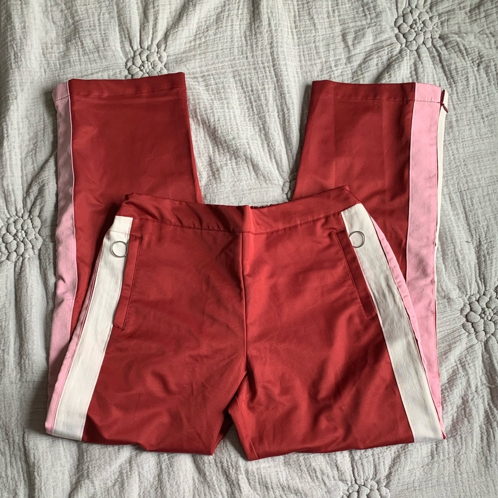 ASOS Red 70’s Track Pants Zipper Seams High Waist